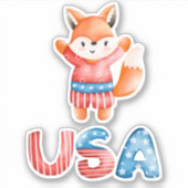 Leuke Patriottische Fox Custom Cut Sticker (Voorkant)