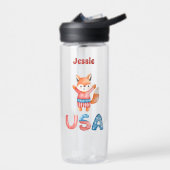 Leuke Patriottische Fox Gepersonaliseerd Waterfles (Links)