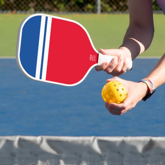 Leuke Patriottische Helder Rood Wit Blauw Racing S Pickleball Paddle (Insitu)