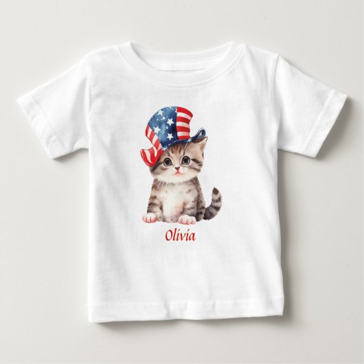 Leuke Patriottische Kitten 4 juli Meisje (Voorkant)
