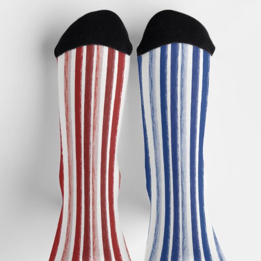 Leuke Patriottische Mismatched Stripe Oneven Sokke Sokken (Top)