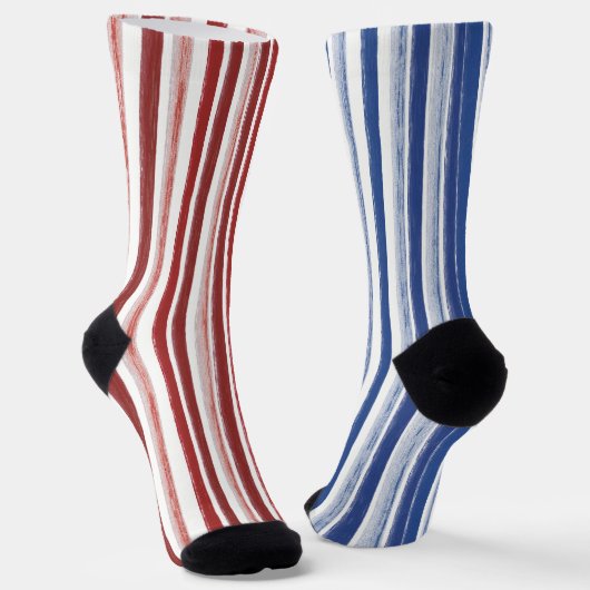 Leuke Patriottische Mismatched Stripe Oneven Sokke Sokken (Gebogen)