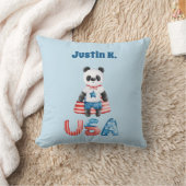 Leuke Patriottische Panda Superhero gepersonalisee Kussen (Deken)