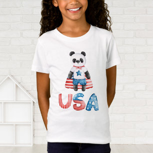 Leuke Patriottische Panda Superhero T-shirt