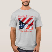 Leuke Patriottische Stars, Stripes en Trombones Mu T-shirt (Voorkant)