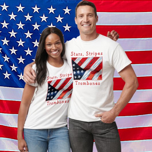 Leuke Patriottische Stars, Stripes en Trombones Mu T-shirt