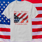 Leuke Patriottische Stars, Stripes en Trombones Mu T-shirt