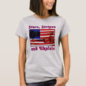 Leuke Patriottische Ukulele Vlag met Sterren en St T-shirt (Voorkant)