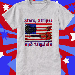 Leuke Patriottische Ukulele Vlag met Sterren en St T-shirt