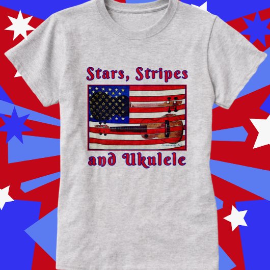 Leuke Patriottische Ukulele Vlag met Sterren en St T-shirt