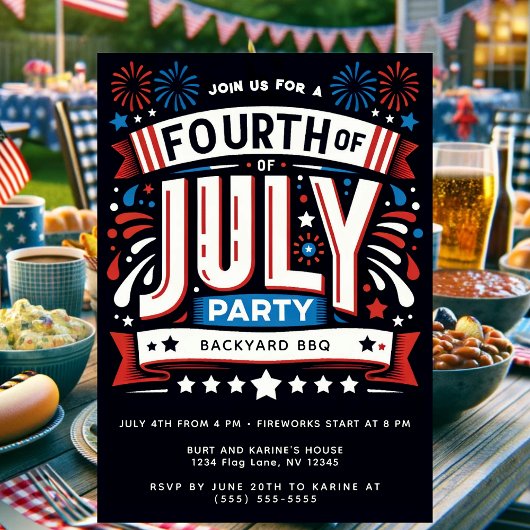 Leuke Patriottische Vier Juli Feestje Kaart
