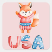 Leuke patriottische vos vierkante sticker (Voorkant)