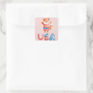 Leuke patriottische vos vierkante sticker