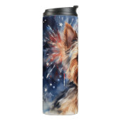 Leuke Patriottische Yorkie Hond Thermosbeker (Gedraaid links)
