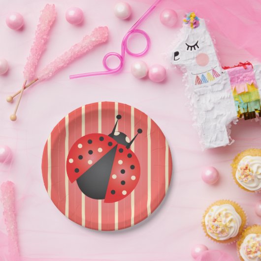 Leuke Patronen met Ladybugs Baby shower Papieren Bordje (Feest)
