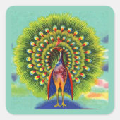 leuke pauw-afdruk vierkante sticker (Voorkant)