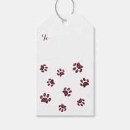 Leuke Paw Prints Roos Gouden Glitter Cadeaulabel
