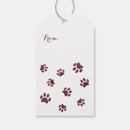 Leuke Paw Prints Roos Gouden Glitter Cadeaulabel (Achterkant)