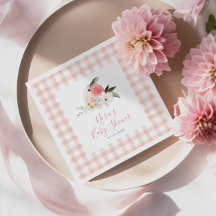 Leuke Peach Gingham Lijst Baby shower