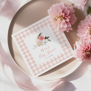 Leuke Peach Gingham Lijst Baby shower Servet