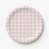 Leuke Peach Gingham Papieren Bordje (Voorkant)