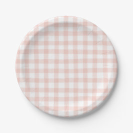 Leuke Peach Gingham Papieren Bordje