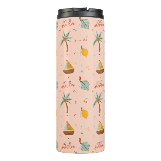 Leuke Peach Zomer Kleurrijk Thermosbeker (Achterkant)