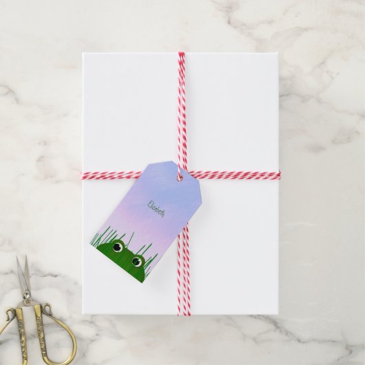 Leuke Peking kikker gepersonaliseerd Cadeaulabel (Met Touw)