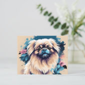 Leuke Pekingese Hond Briefkaart (Staand voorkant)