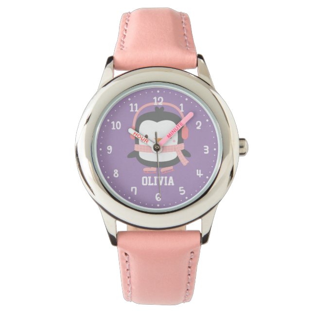 Leuke Penguin Meisjes Gepersonaliseerde Horloges (Voorkant)