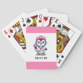 Leuke Penguin Nurse Roze Stethoscoop Stripe Pokerkaarten (Achterkant)