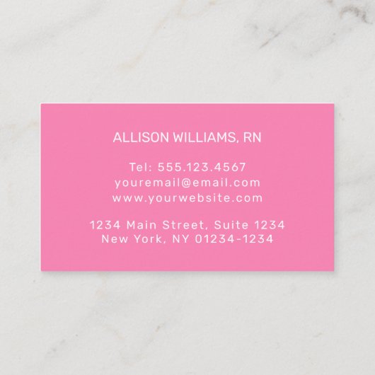 Leuke Penguin Nurse Roze Stethoscoop Stripe Visitekaartje (Achterkant)