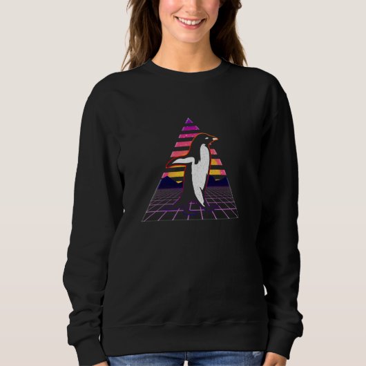 Leuke Penguin Retro 80s Edm Funny Penguin L Trui (Voorkant)