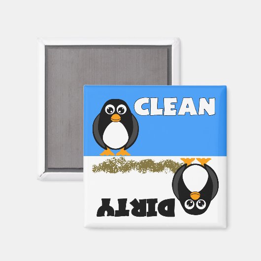 Leuke Penguin Schoon/Vuile Vaatwasser Magneet (Voorkant / Achterkant)