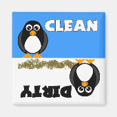 Leuke Penguin Schoon/Vuile Vaatwasser Magneet (Voorkant)