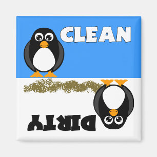Leuke Penguin Schoon/Vuile Vaatwasser Magneet