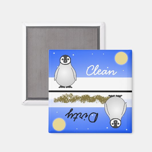 Leuke Penguin Schoon/Vuile Vaatwasser Magneet (Voorkant / Achterkant)