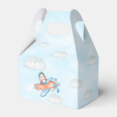 Leuke Penguin Vliegtuig Blauw 1e Verjaardag Bedankdoosjes (Achterkant)
