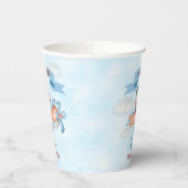 Leuke Penguin Vliegtuig Blauw 1e Verjaardag Papieren Bekers (Links)