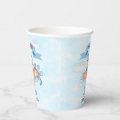 Leuke Penguin Vliegtuig Blauw 1e Verjaardag Papieren Bekers (Rechts)