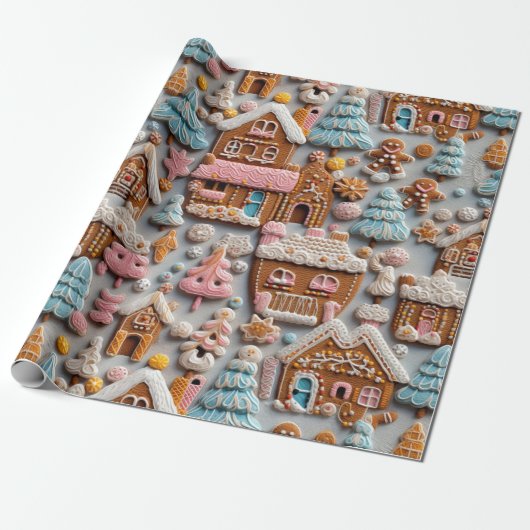 Leuke peperkoek Kerstmis Cadeaupapier (Uitgerold)