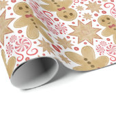 Leuke peperkoek Man & pepermunt Snoep Kerst Cadeaupapier (Rol Hoek)