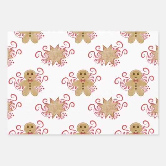 Leuke peperkoek Man & pepermunt Snoep Kerst Inpakpapier Vel (Voorkant)