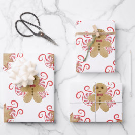 Leuke peperkoek Man & pepermunt Snoep Kerst Inpakpapier Vel