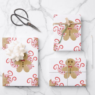 Leuke peperkoek Man & pepermunt Snoep Kerst Inpakpapier Vel
