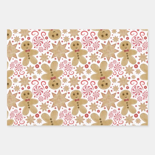 Leuke peperkoek Man & pepermunt Snoep Kerst Inpakpapier Vel (Voorkant 2)