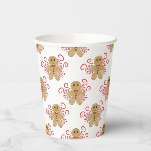 Leuke peperkoek Man & pepermunt Snoep Kerst Papieren Bekers (Links)