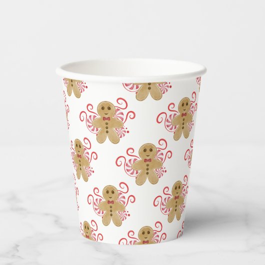Leuke peperkoek Man & pepermunt Snoep Kerst Papieren Bekers (Voorkant)