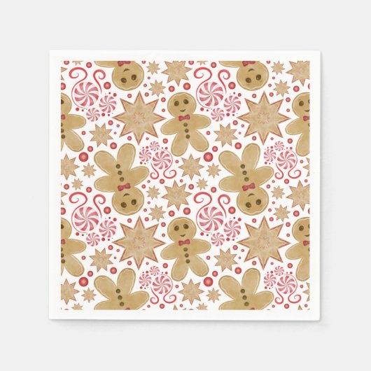 Leuke peperkoek Man & pepermunt Snoep Kerst Servet (Voorkant)