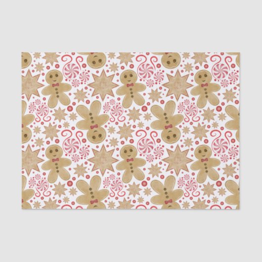 Leuke peperkoek Man & pepermunt Snoep Kerst Tissuepapier (Voorkant)